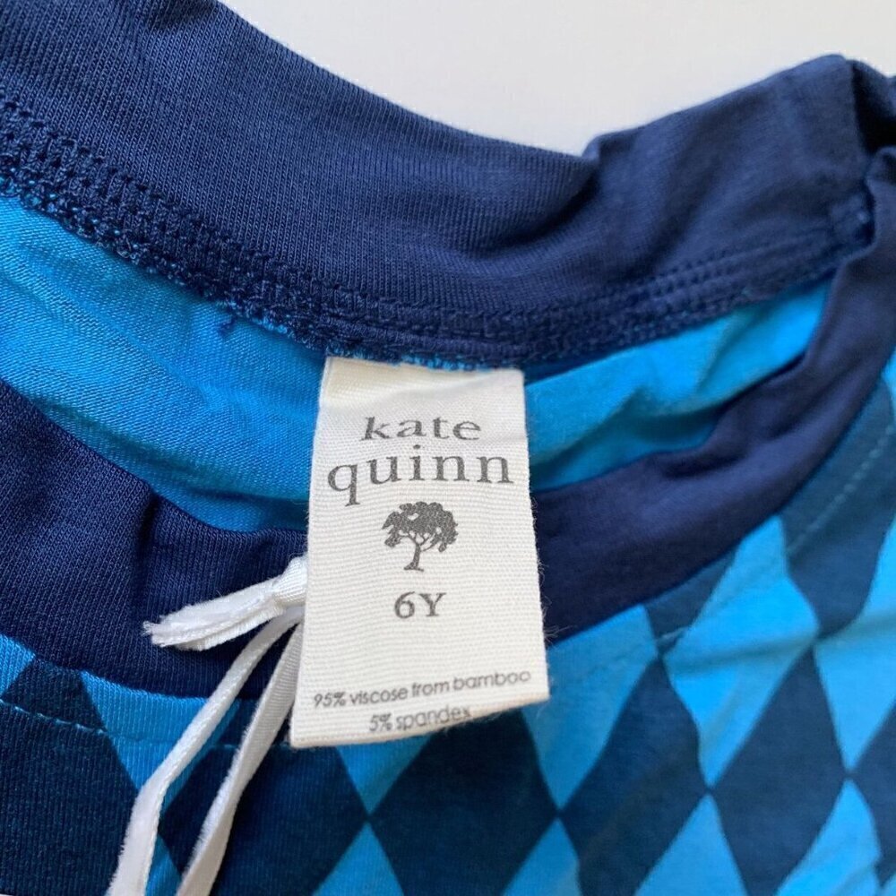 NWT Kate Quinn Organics Azure Harlequin Bamboo Tee 6 Years - Picture 2 of 4